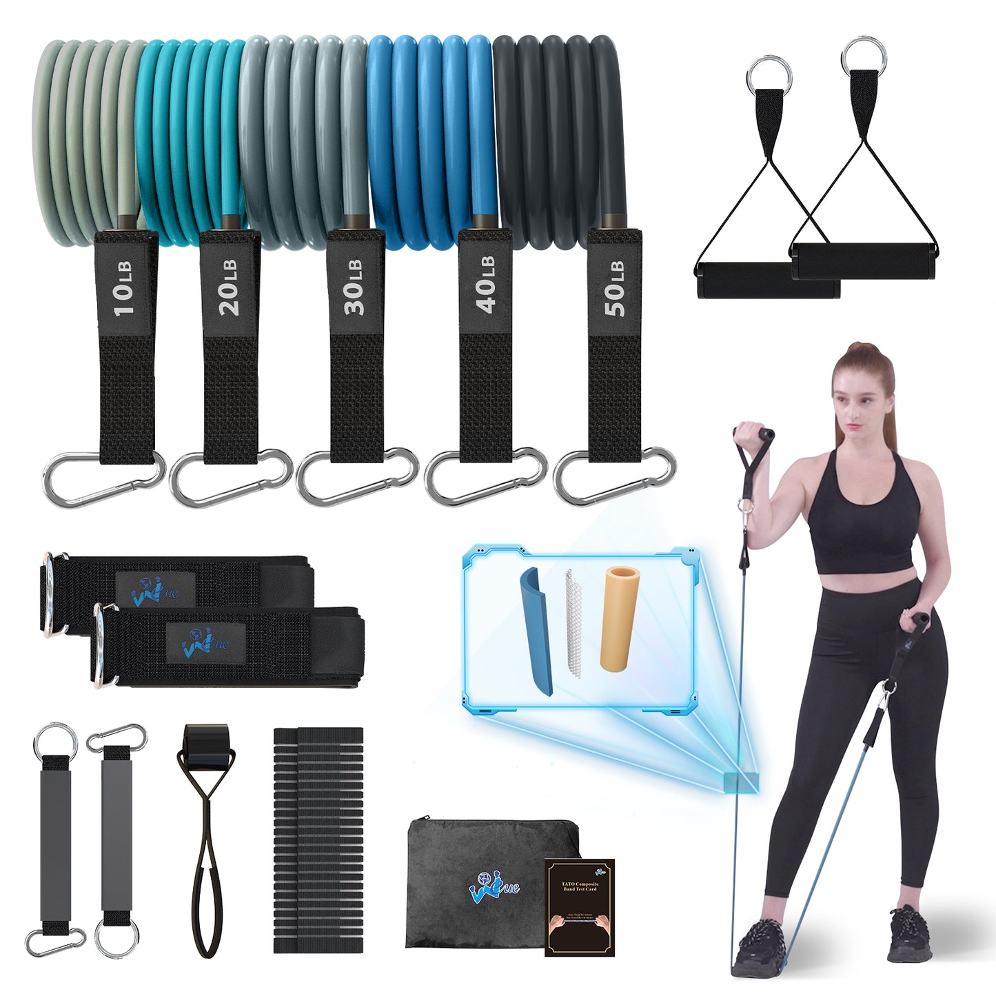 Weue Ripstop And Abrasion Resistant 11 Pcs Resistance Band Set
